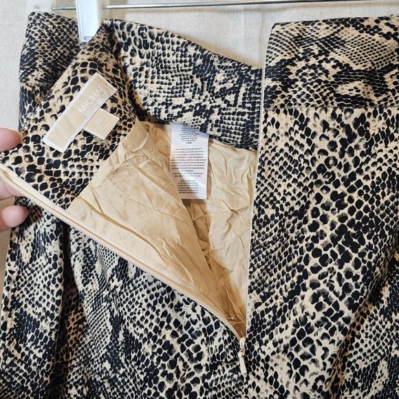 Michael Kors Womens Size 10 Pencil Skirt Snake Print Tan Black Office Career - Picture 5 of 11